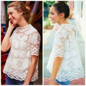 SALE Anthroplogie HD in Paris Lily lace blouse 6